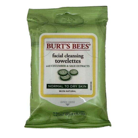 Burt's Bees Facial‎ Cleansing Towelettes Cucumber Sage Normal Dry Skin 2 pack - Picture 2 of 3